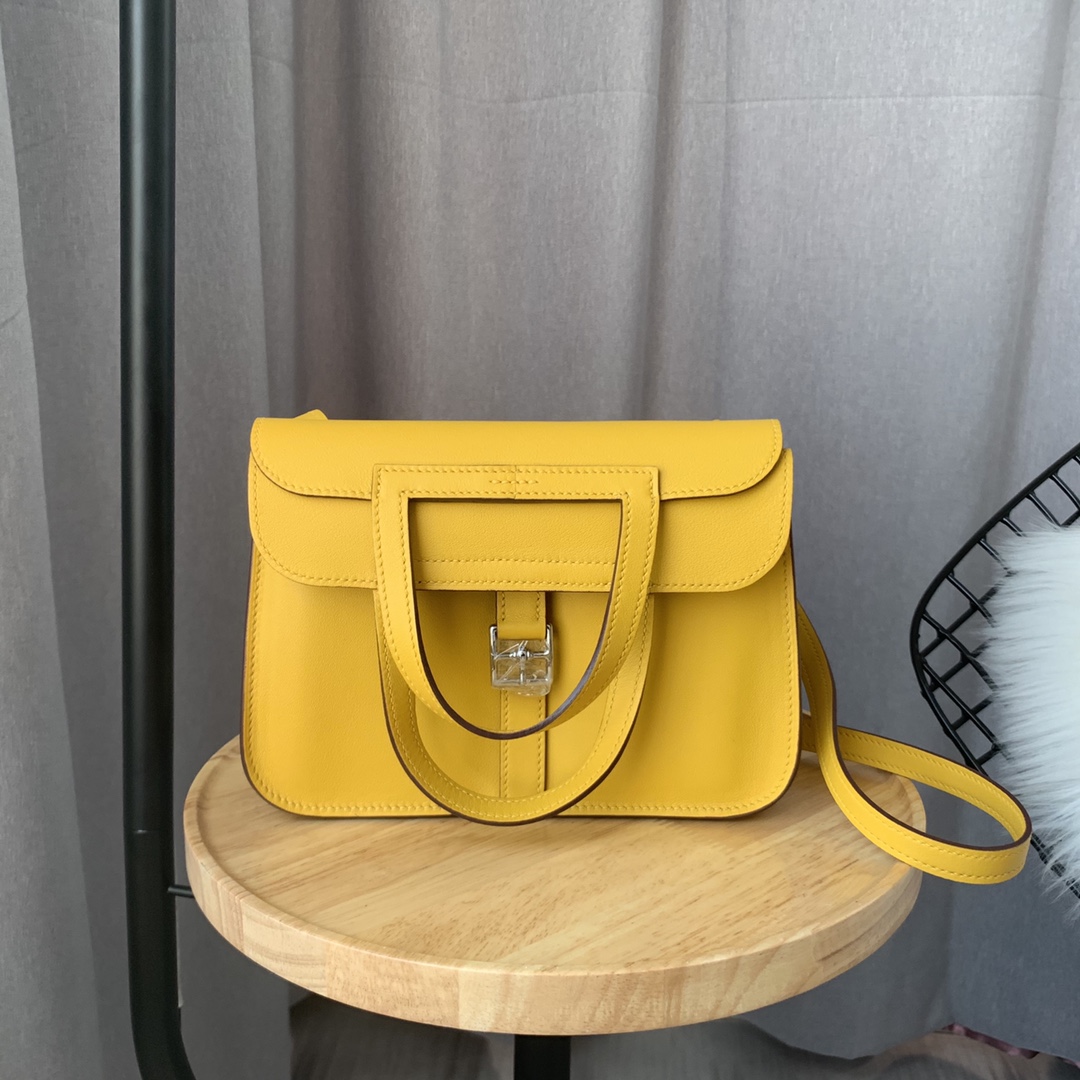 에르메스 미니 할잔백22 앰버 옐로우 은장 스위프트